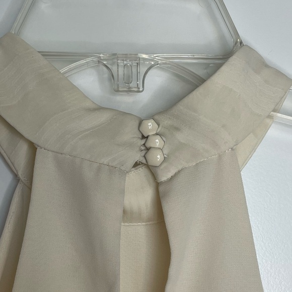 BCBG Generation Cream Halter Pleated Swing Mini Dress with Satin Collar, sz S - Picture 7 of 10